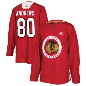 Zach Andrews Men's Adidas Chicago Blackhawks Authentic Red Home Practice Jersey