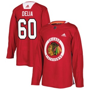 Collin Delia Men's Adidas Chicago Blackhawks Authentic Red Home Practice Jersey