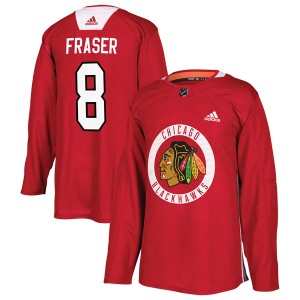 Curt Fraser Men's Adidas Chicago Blackhawks Authentic Red Home Practice Jersey