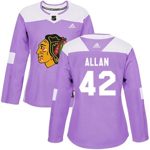 Nolan Allan Women's Adidas Chicago Blackhawks Authentic Purple Fights Cancer Practice Jersey