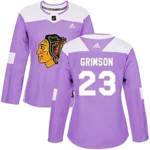Stu Grimson Women's Adidas Chicago Blackhawks Authentic Purple Fights Cancer Practice Jersey
