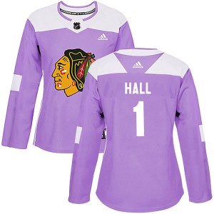 Glenn Hall Women's Adidas Chicago Blackhawks Authentic Purple Fights Cancer Practice Jersey