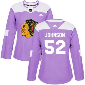 Reese Johnson Women's Adidas Chicago Blackhawks Authentic Purple Fights Cancer Practice Jersey