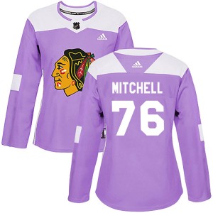 Garrett Mitchell Women's Adidas Chicago Blackhawks Authentic Purple Fights Cancer Practice Jersey