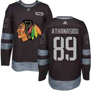 Andreas Athanasiou Men's Chicago Blackhawks Authentic Black 1917-2017 100th Anniversary Jersey
