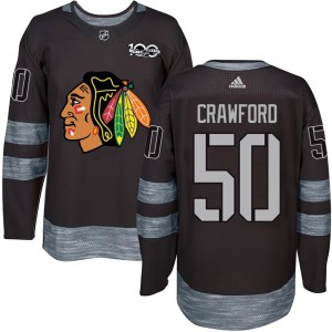 Corey Crawford Youth Chicago Blackhawks Authentic Black 1917-2017 100th Anniversary Jersey