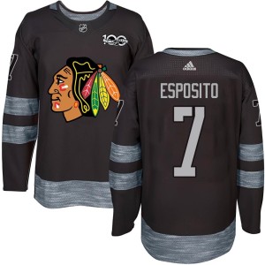 Phil Esposito Youth Chicago Blackhawks Authentic Black 1917-2017 100th Anniversary Jersey