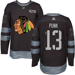CM Punk Youth Chicago Blackhawks Authentic Black 1917-2017 100th Anniversary Jersey