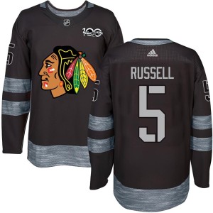 Phil Russell Youth Chicago Blackhawks Authentic Black 1917-2017 100th Anniversary Jersey