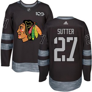 Darryl Sutter Youth Chicago Blackhawks Authentic Black 1917-2017 100th Anniversary Jersey
