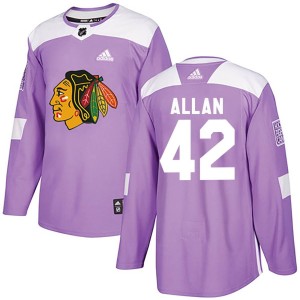 Nolan Allan Men's Adidas Chicago Blackhawks Authentic Purple Fights Cancer Practice Jersey