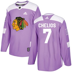 Chris Chelios Men's Adidas Chicago Blackhawks Authentic Purple Fights Cancer Practice Jersey