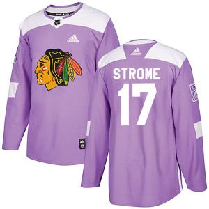 Dylan Strome Men's Adidas Chicago Blackhawks Authentic Purple Fights Cancer Practice Jersey