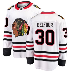 ED Belfour Youth Fanatics Branded Chicago Blackhawks Breakaway White Away Jersey