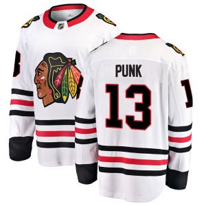 CM Punk Youth Fanatics Branded Chicago Blackhawks Breakaway White Away Jersey