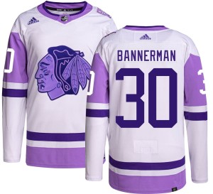 Murray Bannerman Youth Adidas Chicago Blackhawks Authentic Hockey Fights Cancer Jersey