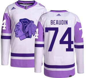 Nicolas Beaudin Youth Adidas Chicago Blackhawks Authentic Hockey Fights Cancer Jersey