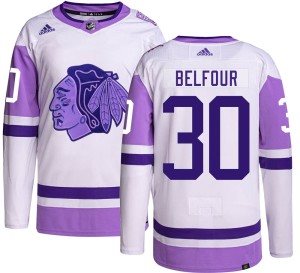 ED Belfour Youth Adidas Chicago Blackhawks Authentic Hockey Fights Cancer Jersey