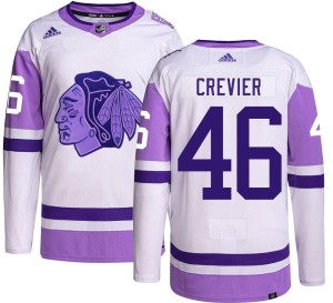 Louis Crevier Youth Adidas Chicago Blackhawks Authentic Hockey Fights Cancer Jersey