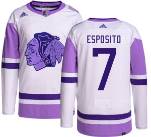 Phil Esposito Youth Adidas Chicago Blackhawks Authentic Hockey Fights Cancer Jersey
