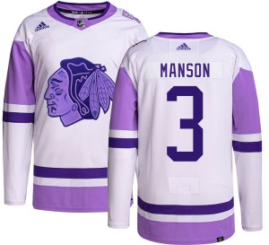 Dave Manson Youth Adidas Chicago Blackhawks Authentic Hockey Fights Cancer Jersey