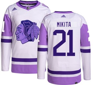 Stan Mikita Youth Adidas Chicago Blackhawks Authentic Hockey Fights Cancer Jersey
