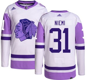 Antti Niemi Youth Adidas Chicago Blackhawks Authentic Hockey Fights Cancer Jersey