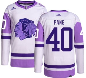 Darren Pang Youth Adidas Chicago Blackhawks Authentic Hockey Fights Cancer Jersey
