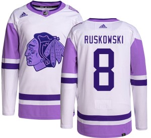 Terry Ruskowski Youth Adidas Chicago Blackhawks Authentic Hockey Fights Cancer Jersey