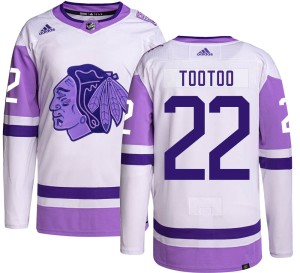 Jordin Tootoo Youth Adidas Chicago Blackhawks Authentic Hockey Fights Cancer Jersey
