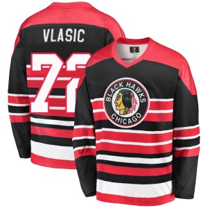 Alex Vlasic Youth Fanatics Branded Chicago Blackhawks Premier Red/Black Breakaway Heritage Jersey