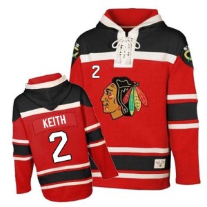 Duncan Keith Youth Chicago Blackhawks Authentic Red Old Time Hockey Sawyer Hooded Sweatshirt
