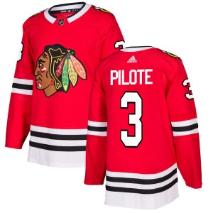 Pierre Pilote Men's Adidas Chicago Blackhawks Authentic Red Jersey