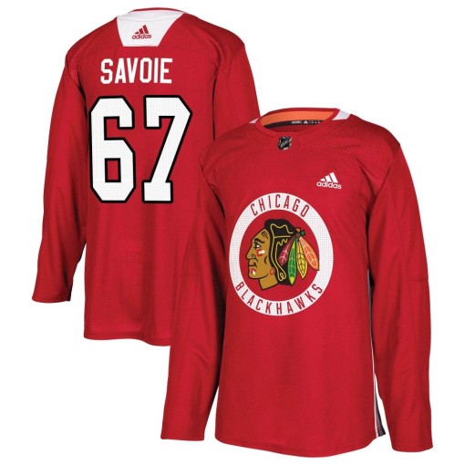 Samuel Savoie Youth Adidas Chicago Blackhawks Authentic Red Home Practice Jersey