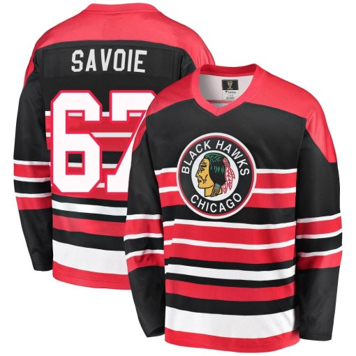 Samuel Savoie Men's Fanatics Branded Chicago Blackhawks Premier Red/Black Breakaway Heritage Jersey