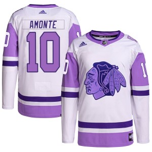 Tony Amonte Youth Adidas Chicago Blackhawks Authentic White/Purple Hockey Fights Cancer Primegreen Jersey
