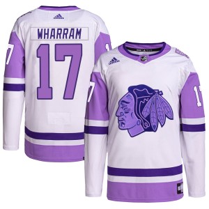 Kenny Wharram Youth Adidas Chicago Blackhawks Authentic White/Purple Hockey Fights Cancer Primegreen Jersey