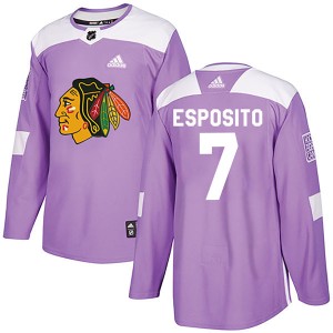 Phil Esposito Youth Adidas Chicago Blackhawks Authentic Purple Fights Cancer Practice Jersey