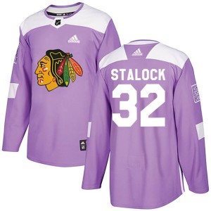 Alex Stalock Youth Adidas Chicago Blackhawks Authentic Purple Fights Cancer Practice Jersey