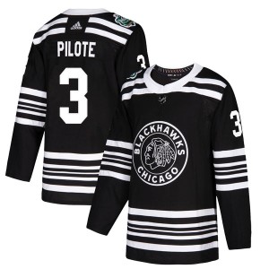 Pierre Pilote Men's Adidas Chicago Blackhawks Authentic Black 2019 Winter Classic Jersey