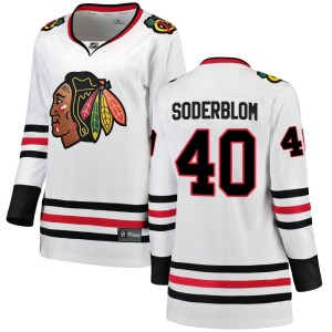 Arvid Soderblom Women's Fanatics Branded Chicago Blackhawks Breakaway White Away Jersey