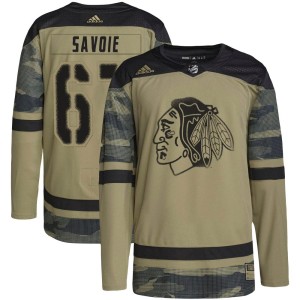 Samuel Savoie Youth Adidas Chicago Blackhawks Authentic Camo Military Appreciation Practice Jersey