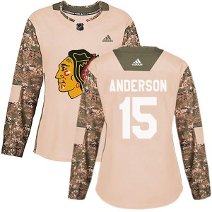 Joey Anderson Women's Chicago Blackhawks Authentic Camo adidas Veterans Day Practice Jersey