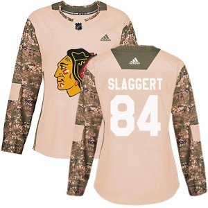 Landon Slaggert Women's Chicago Blackhawks Authentic Camo adidas Veterans Day Practice Jersey