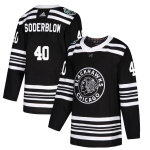 Arvid Soderblom Youth Adidas Chicago Blackhawks Authentic Black 2019 Winter Classic Jersey