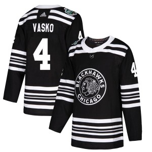 Elmer Vasko Youth Adidas Chicago Blackhawks Authentic Black 2019 Winter Classic Jersey