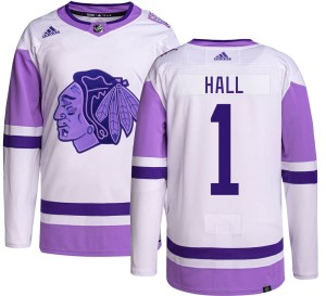 Glenn Hall Men's Adidas Chicago Blackhawks Authentic Hockey Fights Cancer Jersey