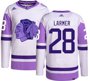 Steve Larmer Men's Adidas Chicago Blackhawks Authentic Hockey Fights Cancer Jersey