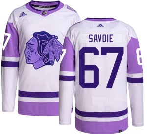 Samuel Savoie Men's Adidas Chicago Blackhawks Authentic Hockey Fights Cancer Jersey