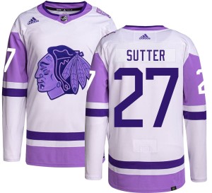 Darryl Sutter Men's Adidas Chicago Blackhawks Authentic Hockey Fights Cancer Jersey